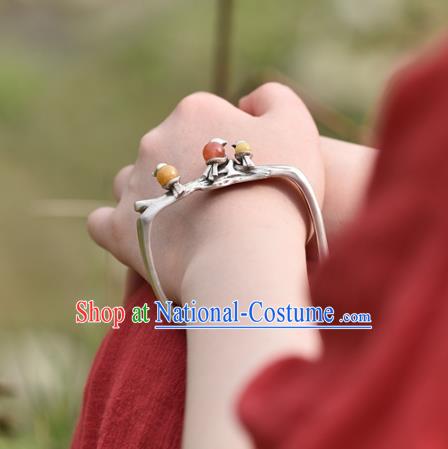 Chinese Traditional Silver Birds Wristlet Accessories National Cheongsam Bracelet