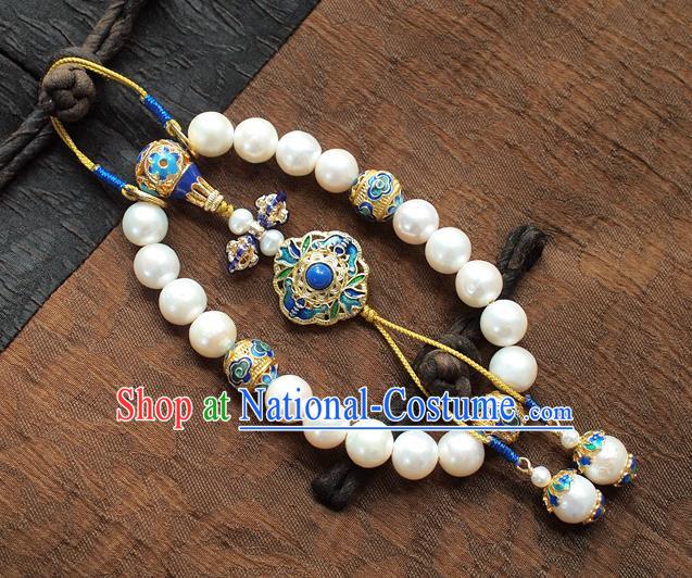 Chinese National Cheongsam Cloisonne Brooch Traditional Qing Dynasty Court Lady Pearls Jewelry Accessories