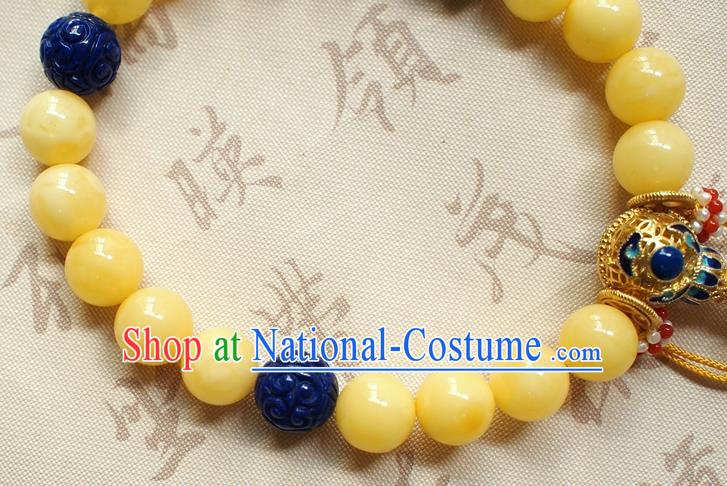 Chinese National Cheongsam Beeswax Brooch Traditional Qing Dynasty Lapis Bracelet