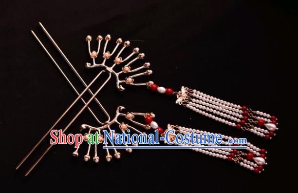 Chinese Ancient Princess Hairpin Traditional Song Dynasty Court Pearls Tassel Hair Stick