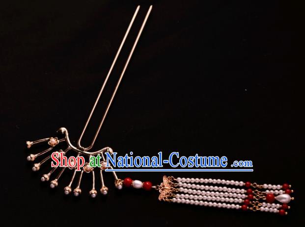 Chinese Ancient Princess Hairpin Traditional Song Dynasty Court Pearls Tassel Hair Stick