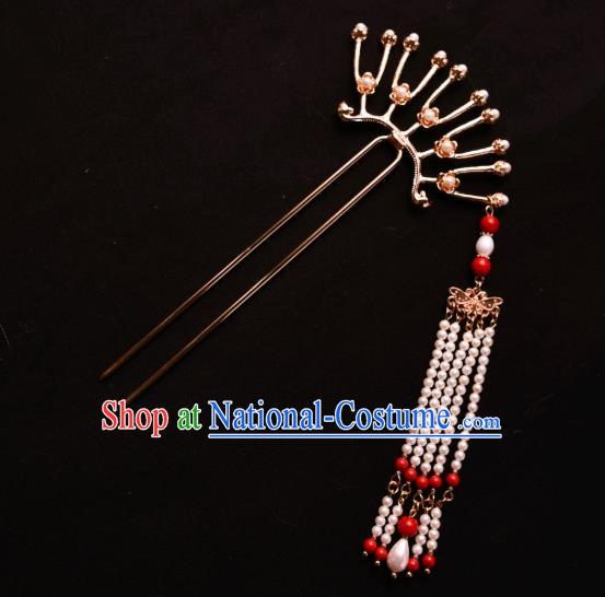 Chinese Ancient Princess Hairpin Traditional Song Dynasty Court Pearls Tassel Hair Stick