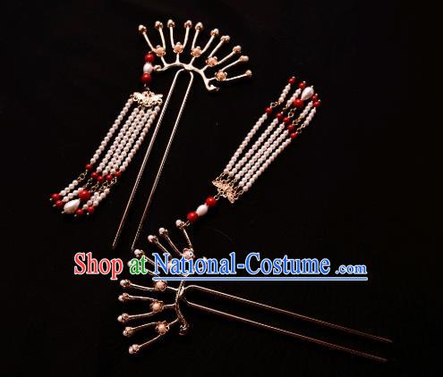 Chinese Ancient Princess Hairpin Traditional Song Dynasty Court Pearls Tassel Hair Stick