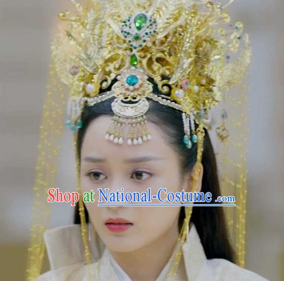 Chinese Drama Sansheng Sanshi Pillow Goddess Headwear Ancient Princess Zhihe Golden Hair Crown