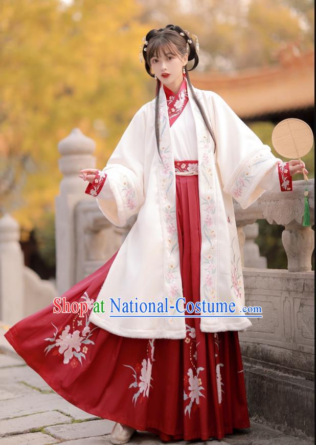 China Ancient Hanfu Garment Traditional Song Dynasty Young Beauty Embroidered Costumes Complete Set