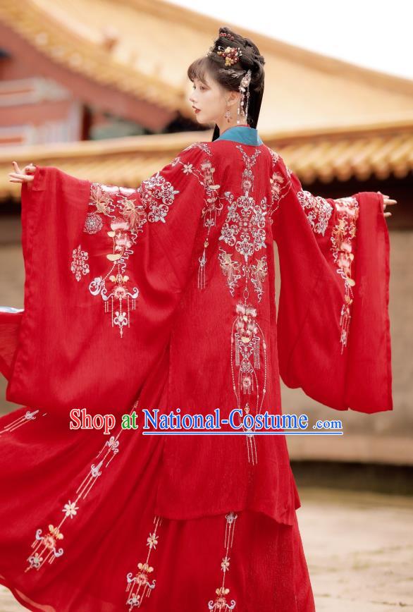 China Traditional Tang Dynasty Wedding Costumes Ancient Princess Red Hanfu Dress Clothing