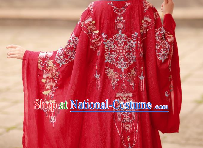 China Traditional Tang Dynasty Wedding Costumes Ancient Princess Red Hanfu Dress Clothing