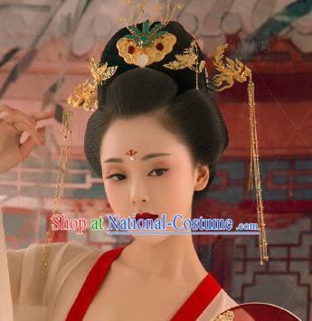 Chinese Ancient Tang Dynasty Imperial Concubine Hair Crown and Hairpins