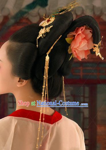 Chinese Ancient Tang Dynasty Imperial Concubine Hair Crown and Hairpins