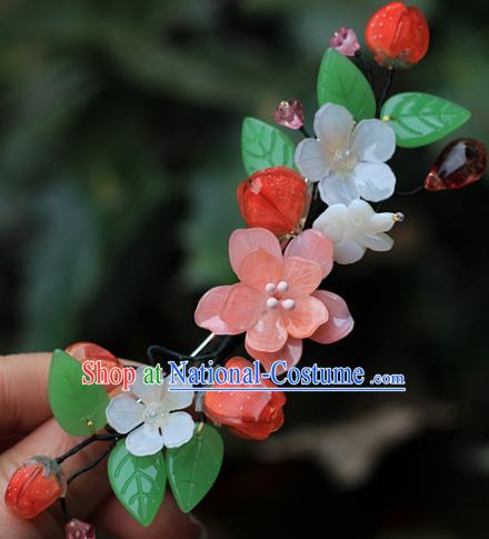 Chinese Traditional Song Dynasty Princess Hair Stick Ancient Palace Lady Peach Flowers Hairpin