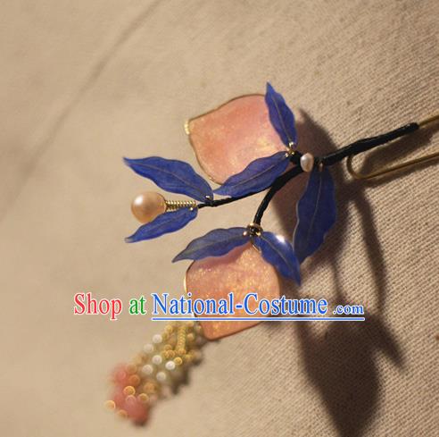 Chinese Traditional Song Dynasty Hair Stick Ancient Young Lady Peach Hairpin