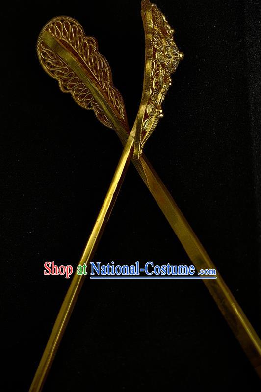 Chinese Ancient Imperial Concubine Hair Stick Traditional Ming Dynasty Empress Golden Hairpin