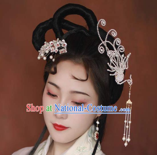 Chinese Traditional Ming Dynasty Princess Phoenix Tassel Hair Stick Ancient Noble Lady Hairpin