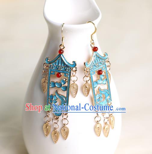 China Handmade Ancient Ming Dynasty Empress Earrings Traditional Cheongsam Cloisonne Ear Jewelry