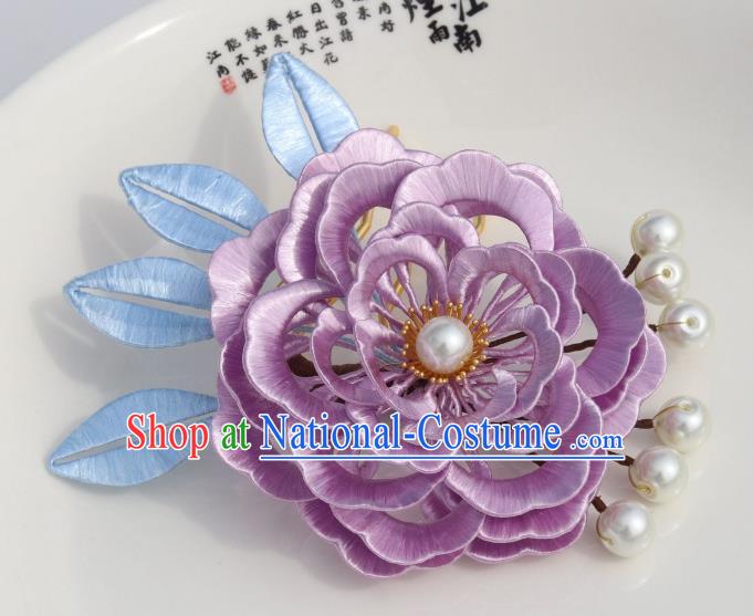 Chinese Ancient Palace Princess Hair Accessories Traditional Hanfu Lilac Peony Hairpin