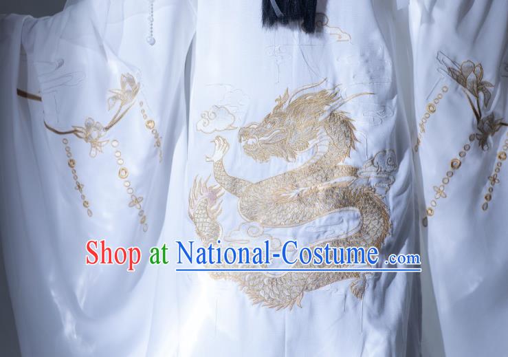 China Ancient Swordswoman White Hanfu Dress Clothing Traditional Jin Dynasty Princess Historical Costumes and Hat