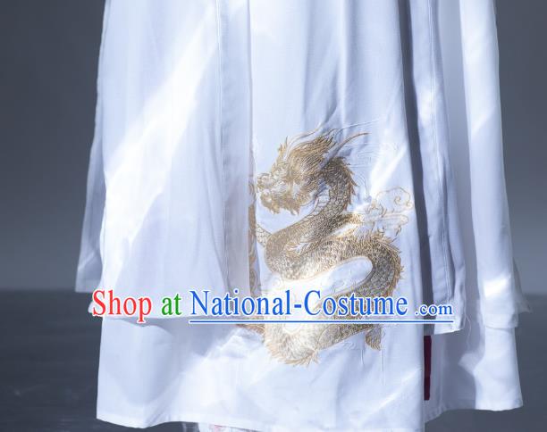 China Ancient Swordswoman White Hanfu Dress Clothing Traditional Jin Dynasty Princess Historical Costumes and Hat