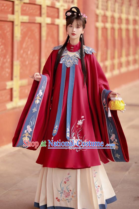 China Ancient Red Hanfu Dress Garment Traditional Ming Dynasty Palace Princess Historical Costumes