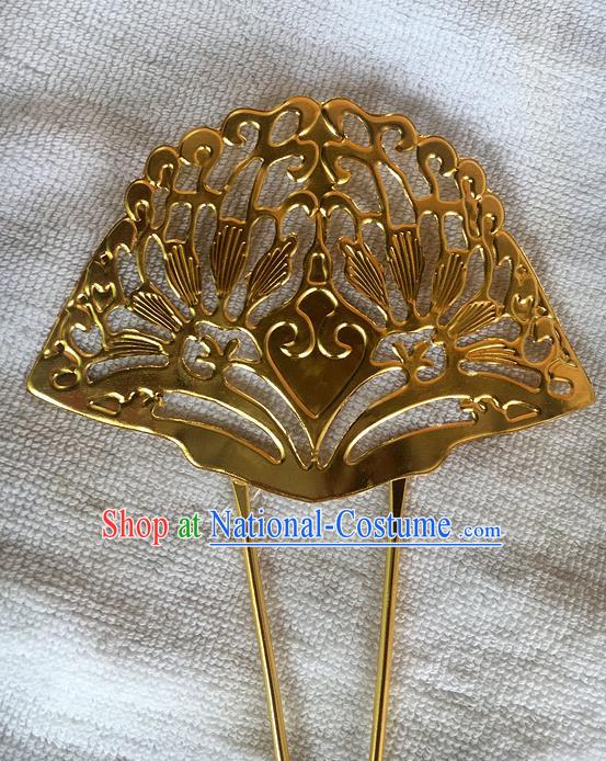 Chinese Ancient Palace Lady Golden Hairpin Traditional Tang Dynasty Princess Hair Stick