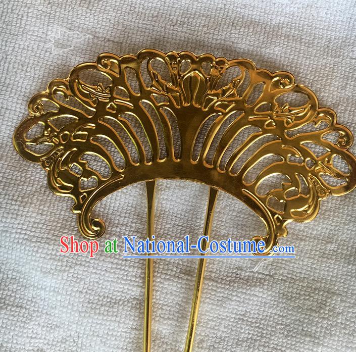 Chinese Ancient Royal Queen Golden Hairpin Traditional Tang Dynasty Empress Hair Stick