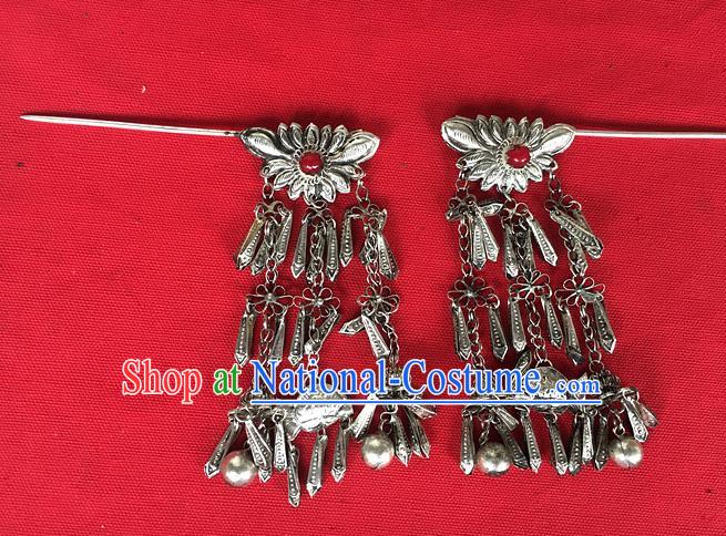 Chinese Ancient Royal Princess Ruby Tassel Hairpin Traditional Ming Dynasty Palace Lady Silver Lotus Hair Stick