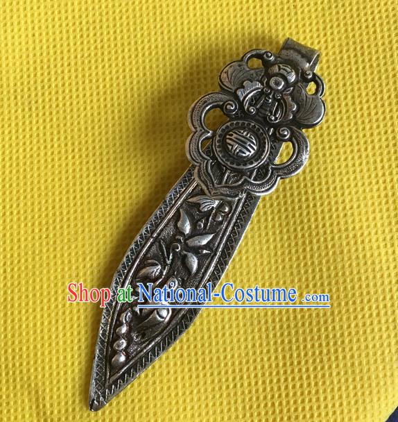 Chinese Ancient Empress Silver Hairpin Headwear Traditional Qing Dynasty Hair Stick