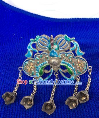 Chinese Ancient Palace Princess Hairpin Traditional Qing Dynasty Court Lady Cloisonne Butterfly Tassel Hair Stick