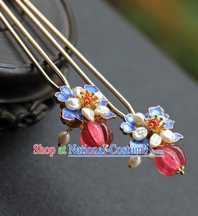 Chinese Traditional Ming Dynasty Queen Blueing Hair Stick Ancient Court Woman Hairpin