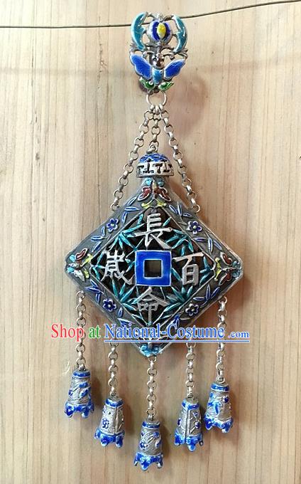 Chinese Handmade Silver Breastpin Pendant Traditional Cheongsam Cloisonne Brooch Accessories