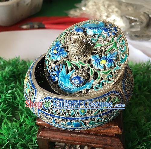 Handmade China National Silver Carving Craft Traditional Enamel Censer