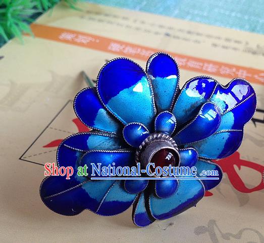 Chinese Ancient Empress Enamel Peony Hair Stick Traditional Qing Dynasty Court Ruby Hairpin