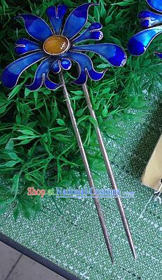 Chinese Ancient Imperial Consort Enamel Hair Stick Traditional Qing Dynasty Court Woman Ceregat Hairpin