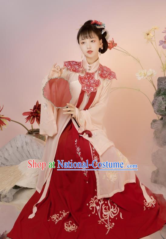 China Ancient Patrician Lady Hanfu Dress Clothing Traditional Ming Dynasty Princess Historical Costumes Full Set