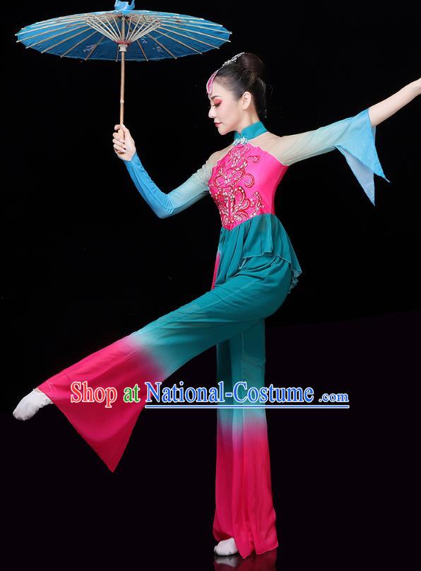 China Traditional Folk Dance Stage Performance Outfits Umbrella Dance Yangko Dance Clothing