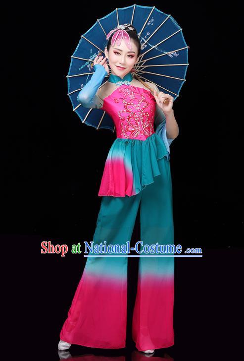 China Traditional Folk Dance Stage Performance Outfits Umbrella Dance Yangko Dance Clothing