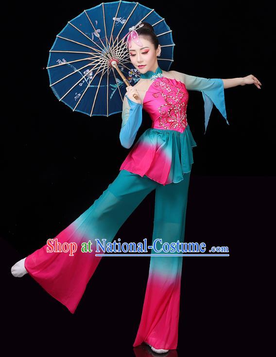 China Traditional Folk Dance Stage Performance Outfits Umbrella Dance Yangko Dance Clothing