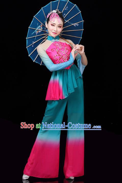 China Traditional Folk Dance Stage Performance Outfits Umbrella Dance Yangko Dance Clothing