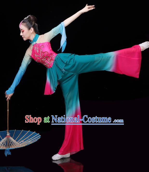 China Traditional Folk Dance Stage Performance Outfits Umbrella Dance Yangko Dance Clothing