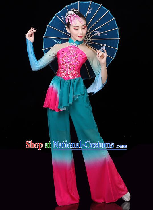 China Traditional Folk Dance Stage Performance Outfits Umbrella Dance Yangko Dance Clothing