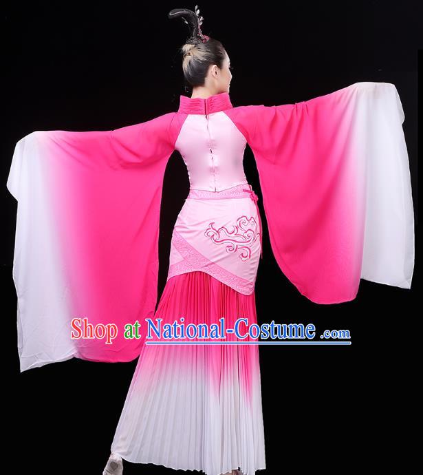 Chinese Classical Dance Rosy Hanfu Dress Traditional Woman Group Dance Costume Goddess Dance Clothing