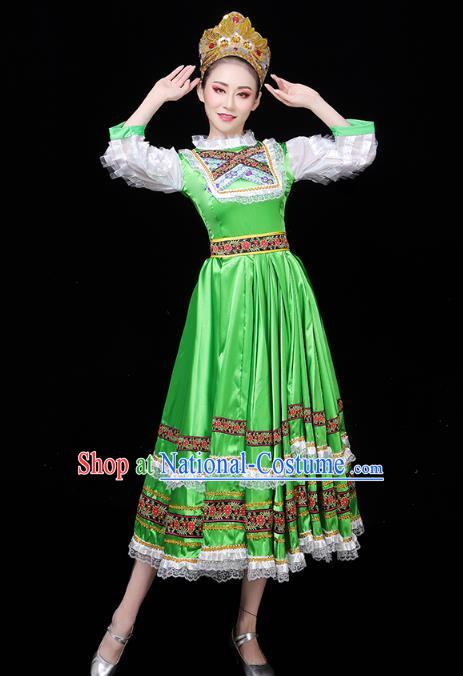 Russian Woman Dance Costume Modern Dance Clothing Opening Dance Court Dance Green Dress