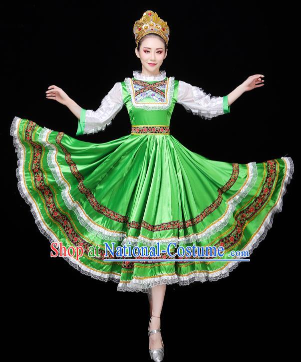 Russian Woman Dance Costume Modern Dance Clothing Opening Dance Court Dance Green Dress