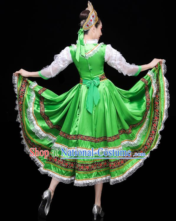 Russian Woman Dance Costume Modern Dance Clothing Opening Dance Court Dance Green Dress