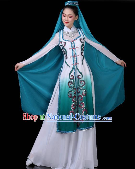 Chinese Ningxia Ethnic Woman Dress Traditional Hui Nationality Folk Dance Costume