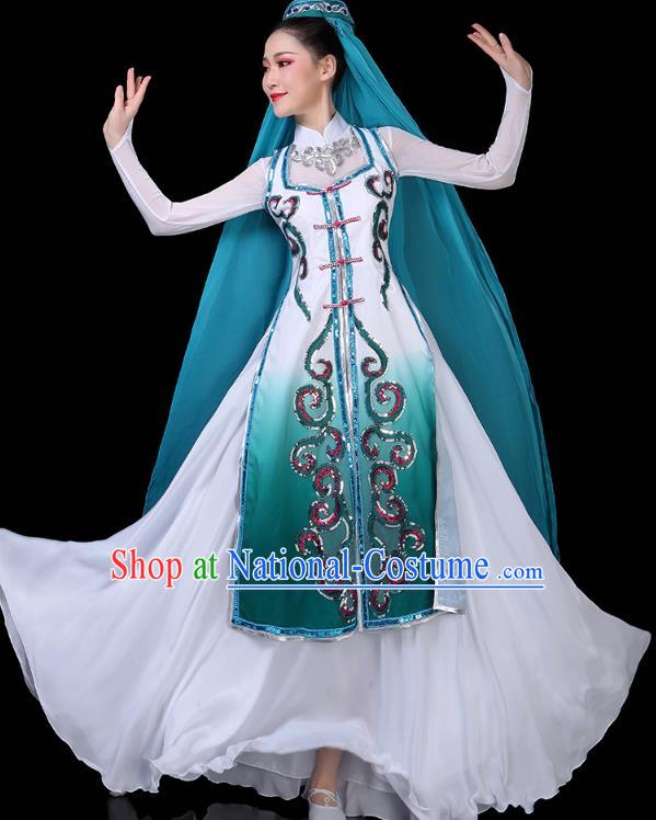 Chinese Ningxia Ethnic Woman Dress Traditional Hui Nationality Folk Dance Costume