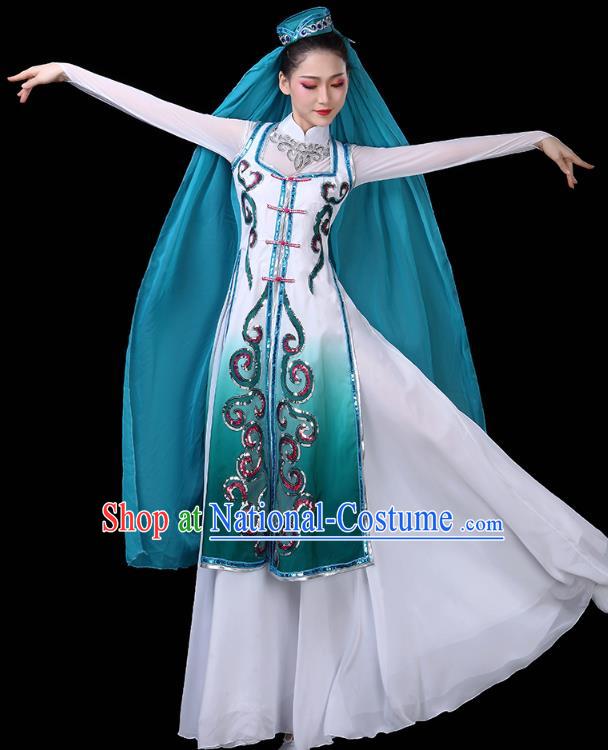 Chinese Ningxia Ethnic Woman Dress Traditional Hui Nationality Folk Dance Costume