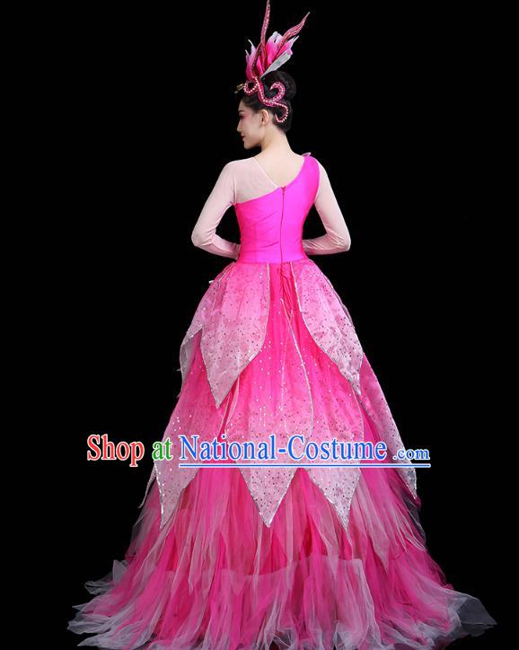 China Spring Festival Gala Opening Dance Rosy Dress Modern Dance Clothing Flower Fairy Dance Costume