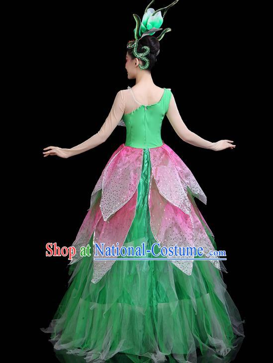 China Flower Fairy Dance Costume Spring Festival Gala Opening Dance Green Dress Modern Dance Clothing