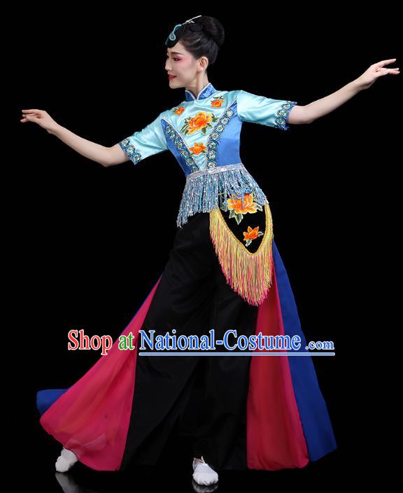 China Traditional Fan Dance Stage Performance Outfits Folk Dance Yangko Dance Clothing