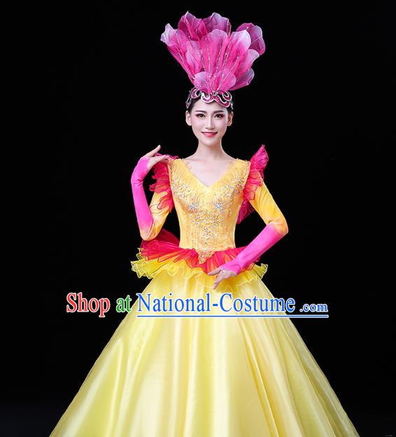 China Spring Festival Gala Opening Dance Yellow Dress Modern Dance Flower Dance Clothing